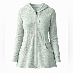 Lucy Full Zip Hoodie Mint Green Textured Print 86% Cotton Size L